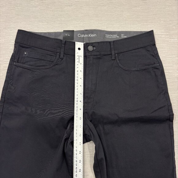 Calvin Klein Chino Pants Mens 36 x 30 Black Slim Fit Straight Leg Flex Waist - Picture 13 of 16